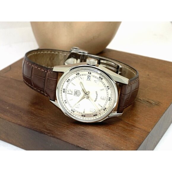 Tag Heuer Men's Watch WV2112 Carrera Re-Edition Swiss Automatic Silver Dial 35mm - Picture 8 of 14